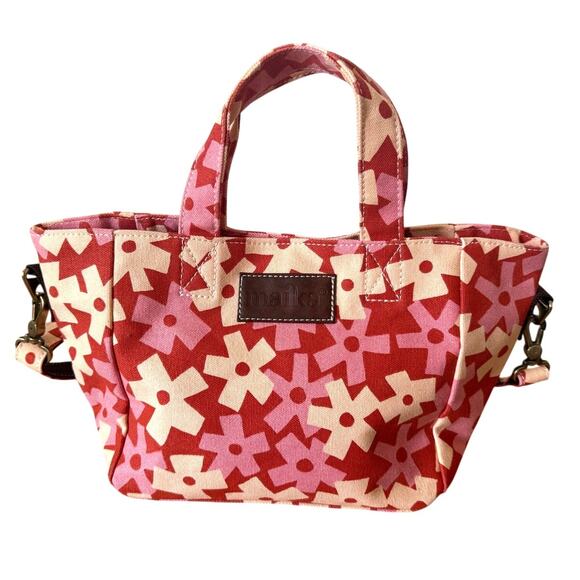 NWOT Maika Mini Tote in Pink Red & White Geometric Flowers - Picture 1 of 8
